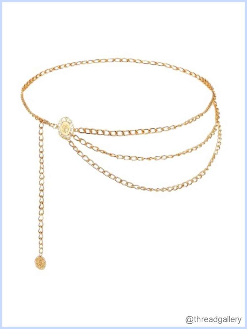 Layered Waist Chain Belt Adjustable Gold-Tone Metal 41 in for Dresses Skirts